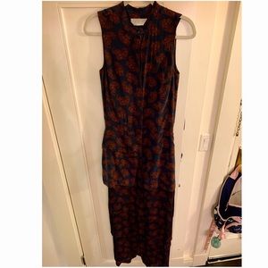 ALC Tiered Ruffle Dress in Navy/ Brick paisley 4